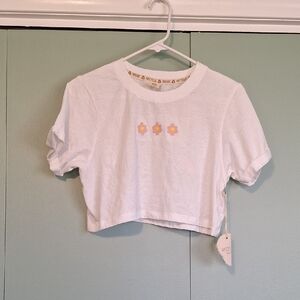 Nwt Recycled Threads White Crop Shirt Create Your Own Happiness Size Small